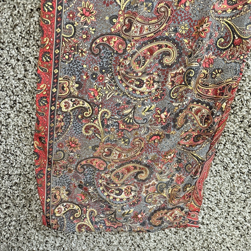 Cienna Pants Women S Silk Poly Blend Gold Red Floral Paisley Wide Leg Pants Boho - Picture 13 of 16